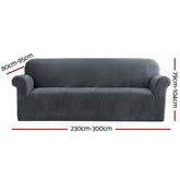 Artiss Velvet Sofa Cover Plush Couch Cover Lounge Slipcover 4 Seater Grey.